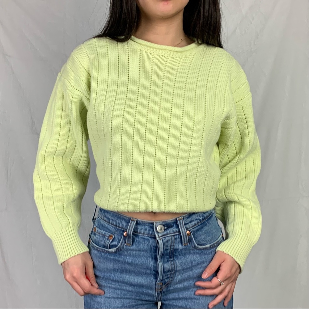 cotton collection by laura berlucchi medium light green knit sweater